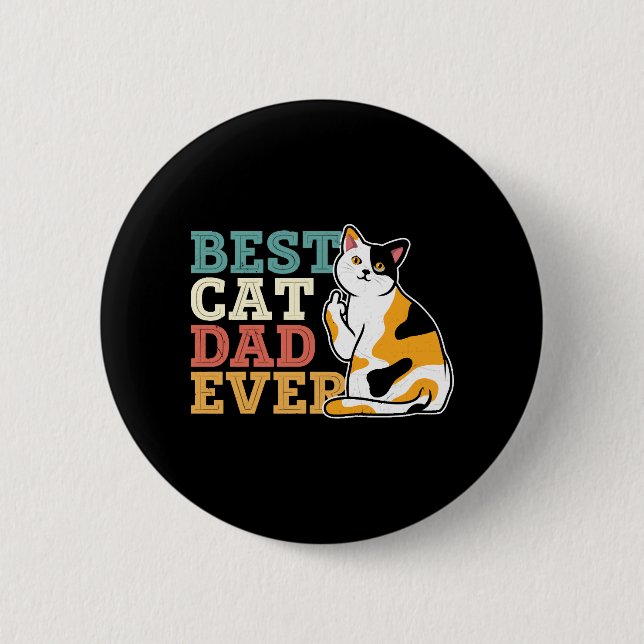Chapa Redonda De 5 Cm Mejor Papá Gato (Anverso)
