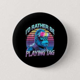 Chapa Redonda De 5 Cm Mejor Sería Jugar A Tag Gorilla Vr Gamer Gorilla