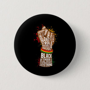 Chapa Redonda De 5 Cm Melanin Fist Hand Dad African American Black Histo