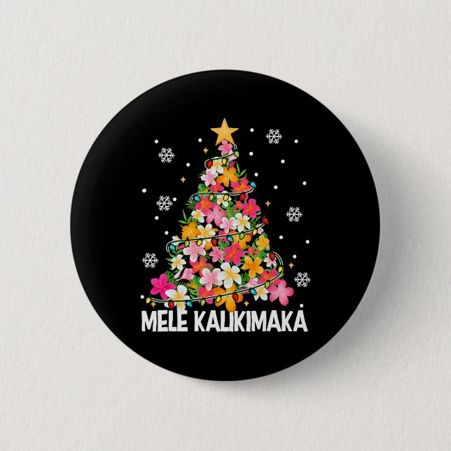 Chapa Redonda De 5 Cm Mele Kalikimaka Hawaii Hawaiian Christmas Xmas Gir (Anverso)