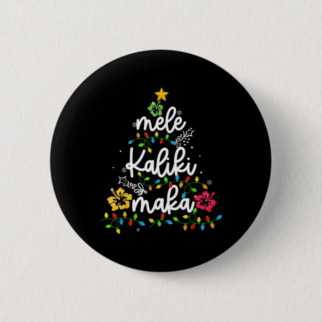 Chapa Redonda De 5 Cm Mele Kalikimaka Navidades hawaianos tropicales (Anverso)