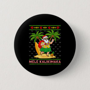 Chapa Redonda De 5 Cm Mele Kalikimaka Retro Santa Shaka Hawái Feo Chri