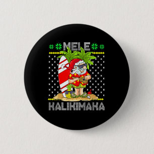 Chapa Redonda De 5 Cm Mele Kalikimaka Santa Claus Surfer Guitar Hawaiian