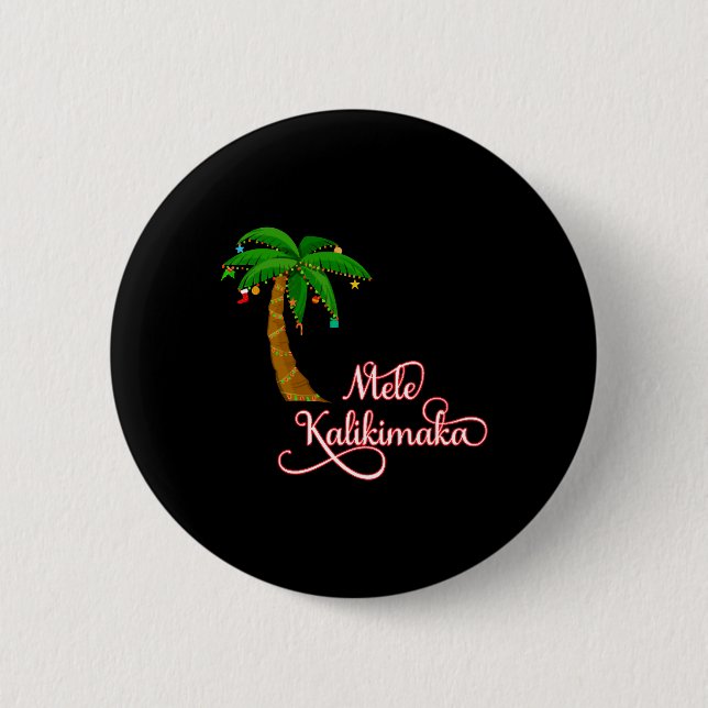 Chapa Redonda De 5 Cm Mele Kalikimaka Sudor hawaiano para Navidades (Anverso)