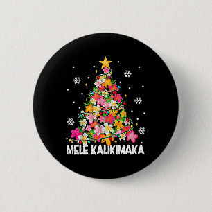 Chapa Redonda De 5 Cm Mele Kalikimaka Tro, Árbol de Navidad floral hawai