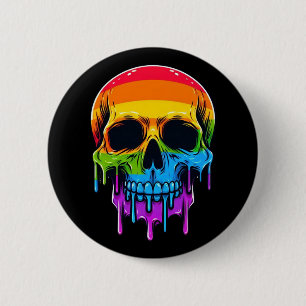 Chapa Redonda De 5 Cm Melthing Rainbow Skull