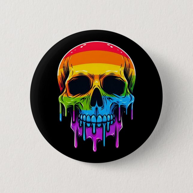 Chapa Redonda De 5 Cm Melthing Rainbow Skull (Anverso)