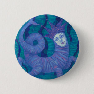 Chapa Redonda De 5 Cm Melusina, Melusina, fantasía, surrealista, espírit