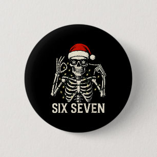 Chapa Redonda De 5 Cm Meme de esqueleto de Navidad 67 con sombrero de Sa