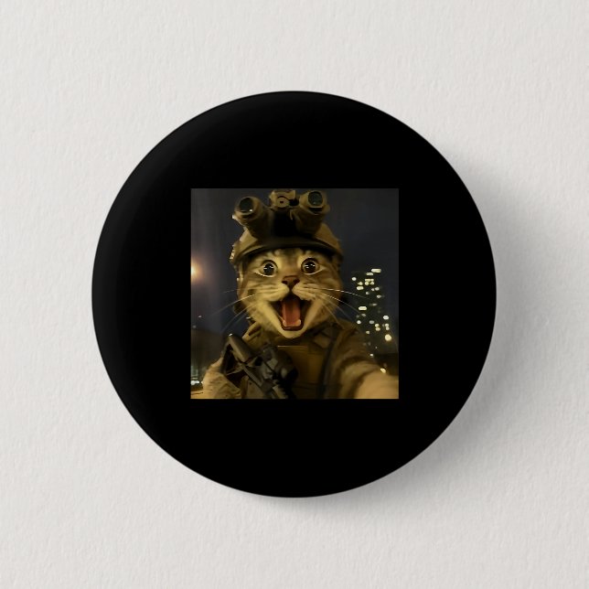Chapa Redonda De 5 Cm Meme de gato waactical  (Anverso)