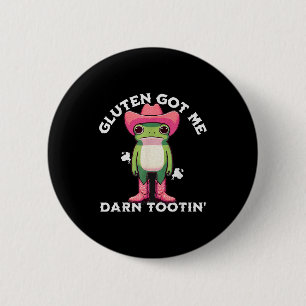 Chapa Redonda De 5 Cm Meme de rana divertida Gluten me tiene que juro po
