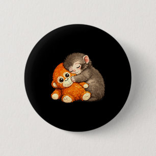 Chapa Redonda De 5 Cm Meme del mono golpeando animal de peluche abrazánd