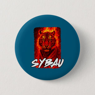Chapa Redonda De 5 Cm Meme divertido de tigre irónico Sybau cita Sigma B