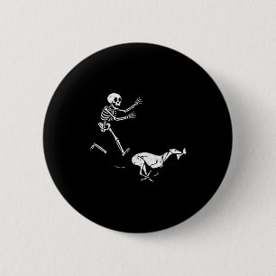 Chapa Redonda De 5 Cm Meme Divertido Galgo Esqueleto Corriendo Halloween