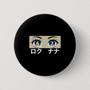 Chapa Redonda De 5 Cm Meme Divertido Seis Siete 6 Y 7 En Ojos De Anime J