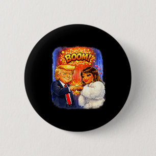 Chapa Redonda De 5 Cm Meme divertido trump y nicki se dan cinco por dive