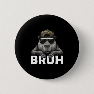 Chapa Redonda De 5 Cm Meme Gráfico Divertido Capybara Bruh Para Chicos C
