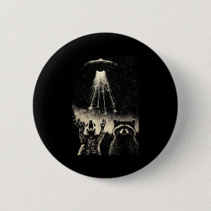 Chapa Redonda De 5 Cm Meme vintage gráfico divertido mapache ovni aliení