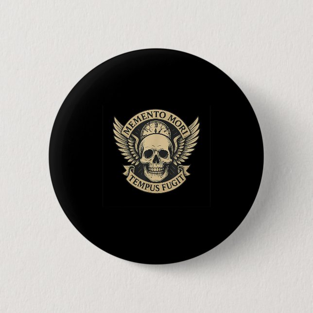 Chapa Redonda De 5 Cm Memento Mori Tempus Fugit Latin Stoic (Anverso)