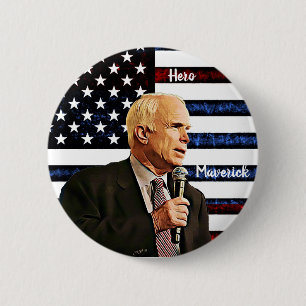 Chapa Redonda De 5 Cm Memorial al verdadero héroe de América John McCain