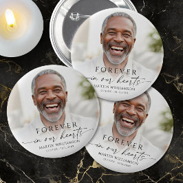 Chapa Redonda De 5 Cm Memorial Forever in Our Hearts Photo Personalized