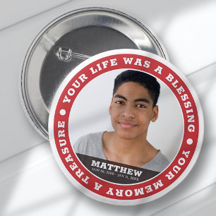 Chapa Redonda De 5 Cm Memorial Moderno y simple foto Personalizado Keeps