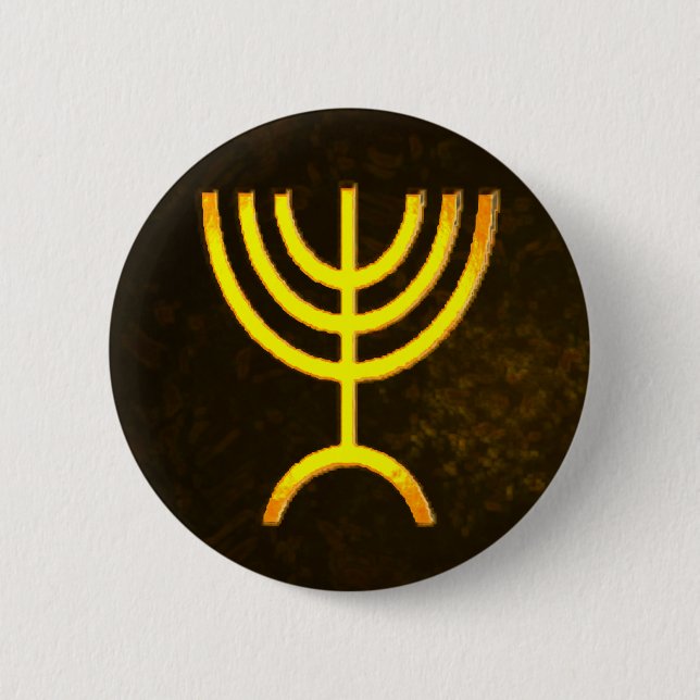 Chapa Redonda De 5 Cm Menorah Flame (Anverso)