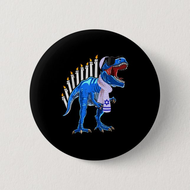 Chapa Redonda De 5 Cm Menorasaurus Rex Shirt T Rex Dinosaur Hanukkah Gif (Anverso)