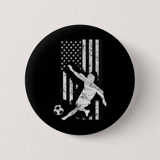Chapa Redonda De 5 Cm Mens American Flag Soccer Player  (Anverso)