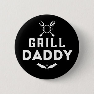Chapa Redonda De 5 Cm Mens Parrilla Daddy BBQ Y Ahumado Para El Día Del