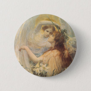 Chapa Redonda De 5 Cm Mensaje del Ángel por George Swinstead, Arte Antig