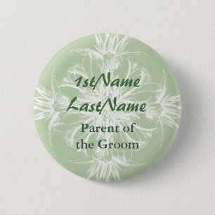 Chapa Redonda De 5 Cm Menta y etiqueta floral blanca de la