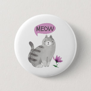 Chapa Redonda De 5 Cm Meow Cat