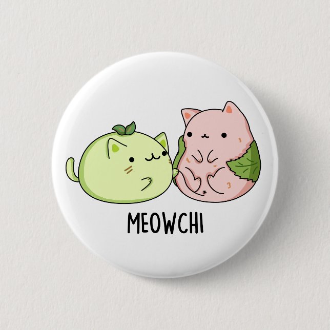 Chapa Redonda De 5 Cm Meowchi Funny Mochi Pun (Anverso)