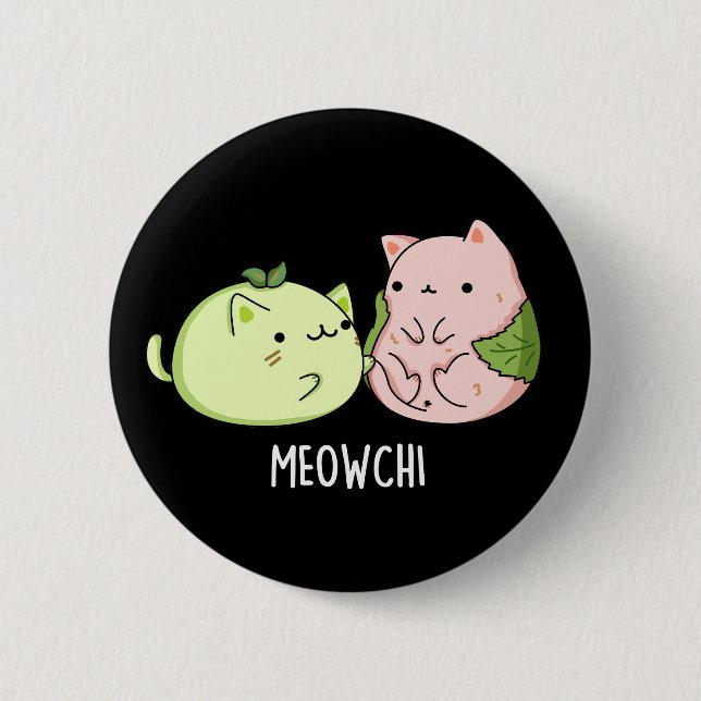 Chapa Redonda De 5 Cm Meowchi Funny Mochi Pun Dark BG (Anverso)