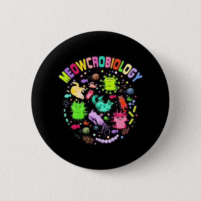 Chapa Redonda De 5 Cm Meowcrobiology Cat Meow Microbiology Science (Anverso)