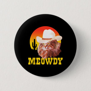 Chapa Redonda De 5 Cm ¡Meowdy! Gracioso País Música Cat Vintage Gorra de