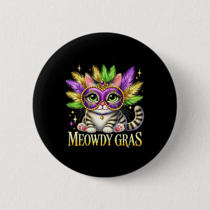 Chapa Redonda De 5 Cm Meowdy Gras Cute Mardi Gras