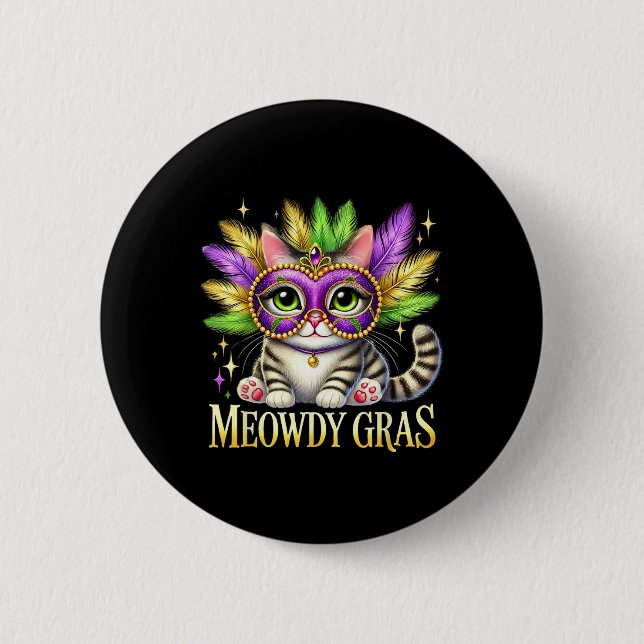 Chapa Redonda De 5 Cm Meowdy Gras Cute Mardi Gras (Anverso)