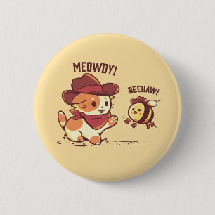 Chapa Redonda De 5 Cm Meowdy y Beehaw