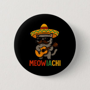Chapa Redonda De 5 Cm Meowiachi cinco de mayo gato guitarra bigote