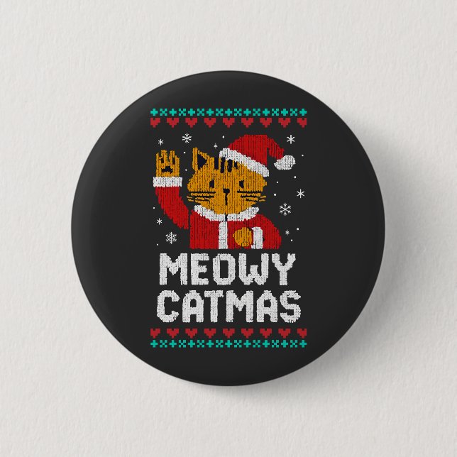 Chapa Redonda De 5 Cm Meowy Catmas (Anverso)