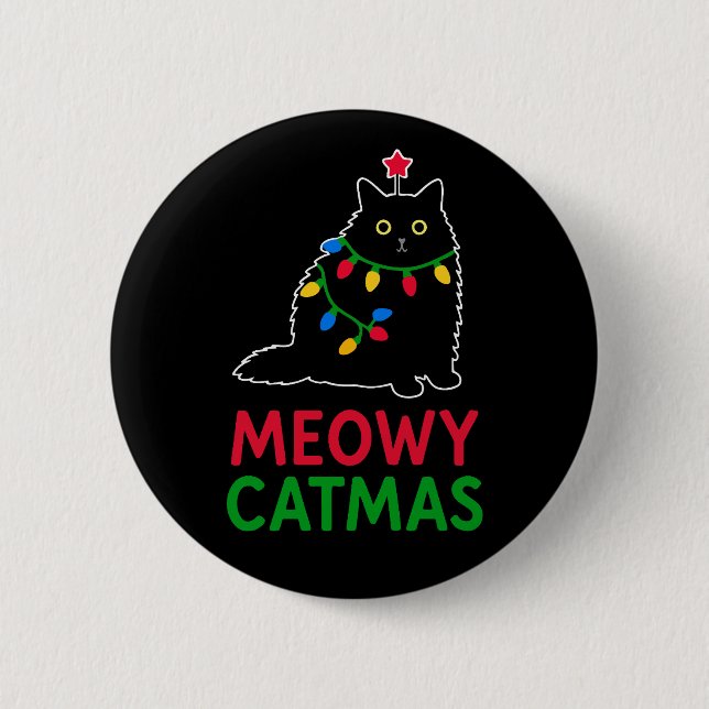 Chapa Redonda De 5 Cm Meowy Catmas (Anverso)
