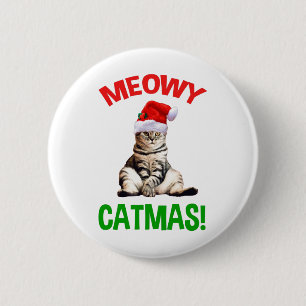 Chapa Redonda De 5 Cm ¡Meowy Catmas!