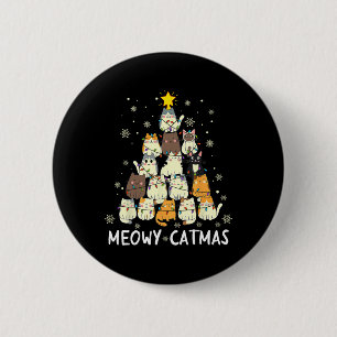 Chapa Redonda De 5 Cm Meowy Catmas Cat Árbol de Navidad Chicas Boys Fu