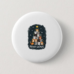 Chapa Redonda De 5 Cm Meowy Catmas Cat Árbol de Navidad Chicas Boys Fu