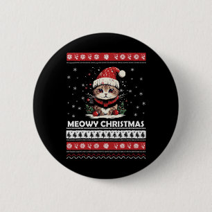 Chapa Redonda De 5 Cm Meowy Catmas Cat Santa Navidades Kitten Xmas Fea