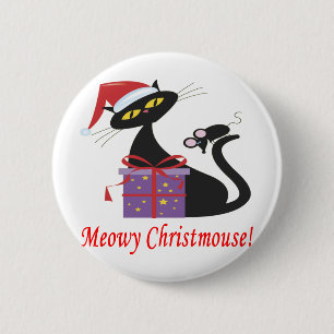 Chapa Redonda De 5 Cm Meowy Christmouse