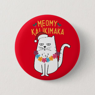 Chapa Redonda De 5 Cm Meowy Kalikimaka - Graciosos Navidades de gatos
