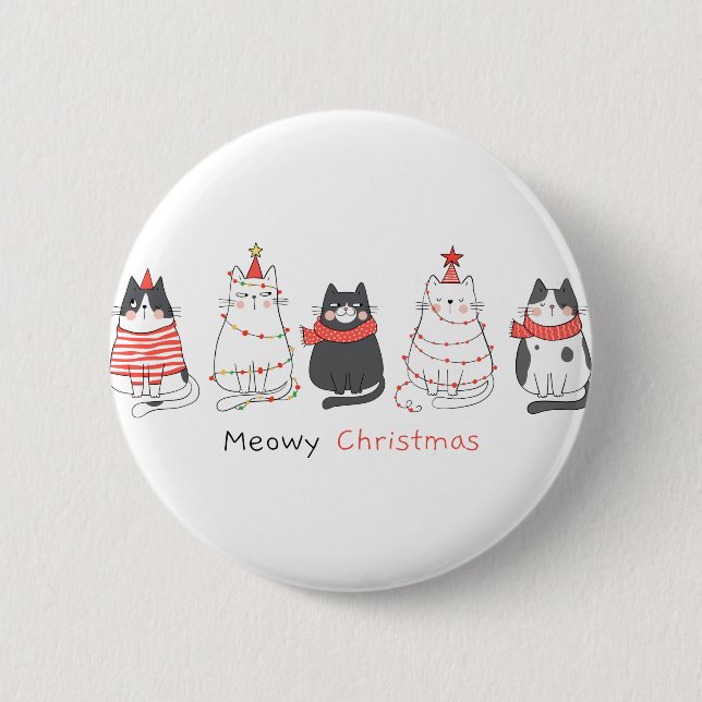 Chapa Redonda De 5 Cm Meowy Navidades Cats (Anverso)